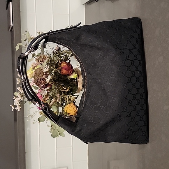 AUTHENTIC MONOGRAM GUCCI HORSEBIT HOBO BAG - Picture 1 of 17